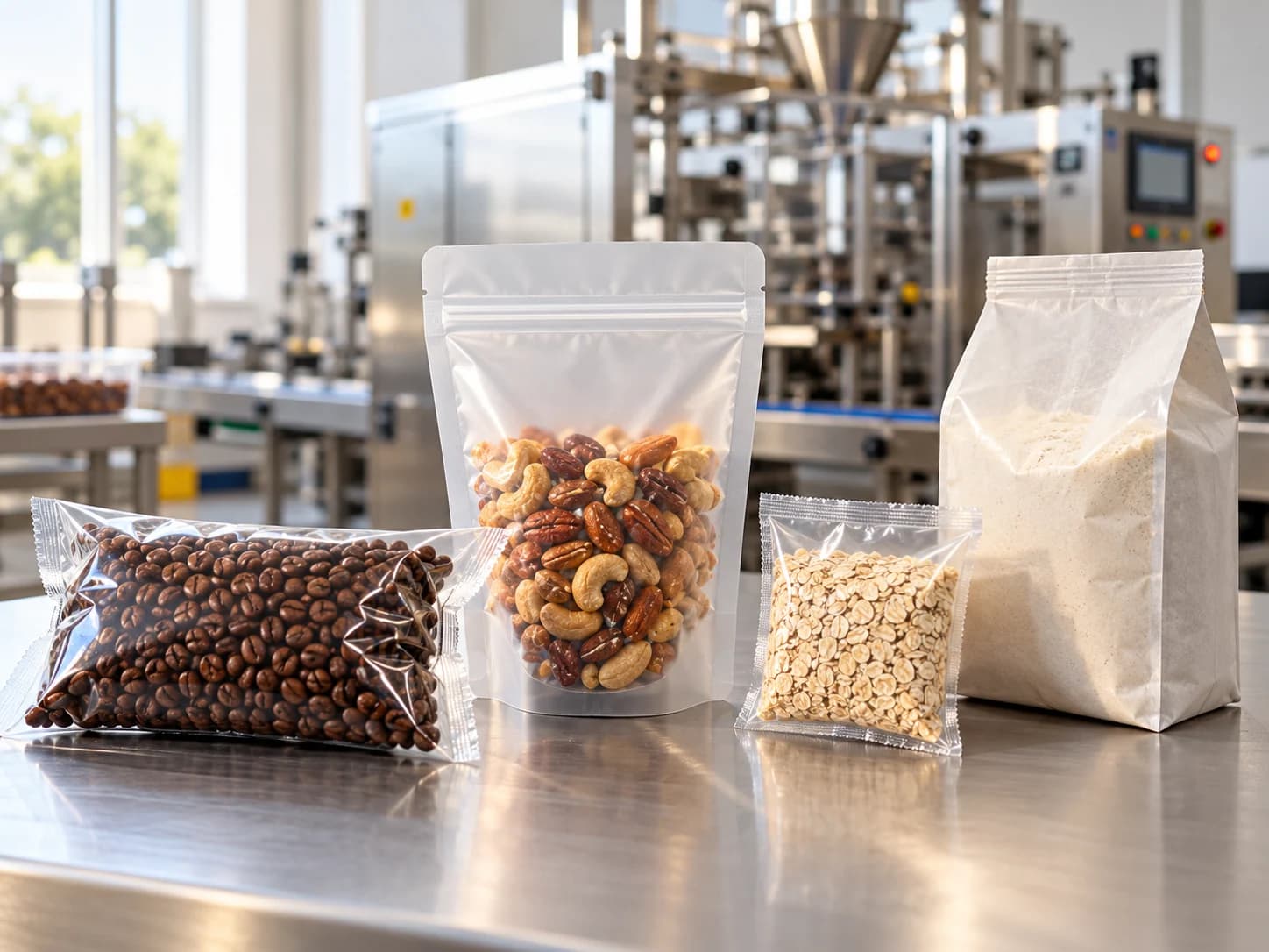 Illustrative examples of coffee, grains, snacks and dry ingredients